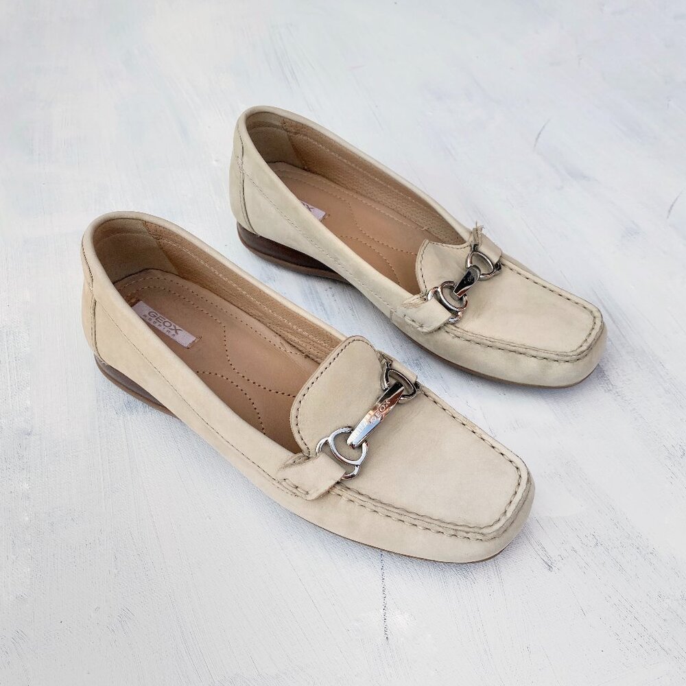 Cream Coloured Leather Loafers/Driving Shoes by Geox
